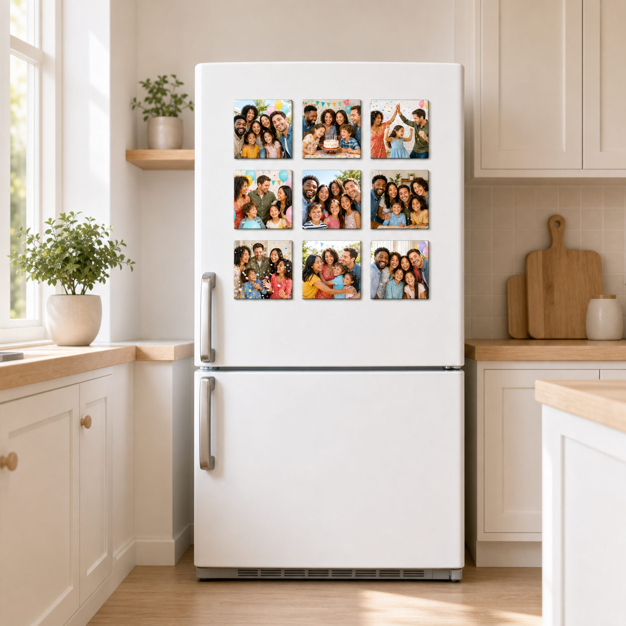 Nine bright celebration photo magnets